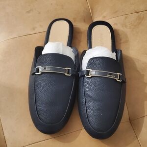 Nautica Blue Leather Slide Flats Women Size 10.